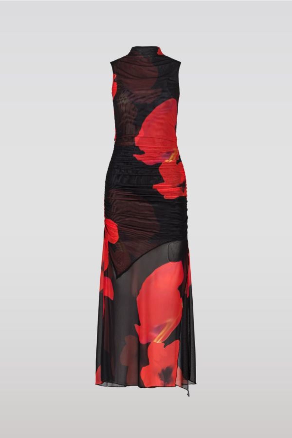 FLORAL PRINTED MESH DRESS